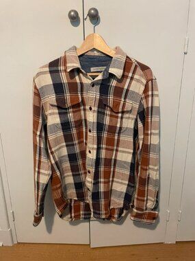 Men's Plaid Flannel Button-Up Shirt Size M